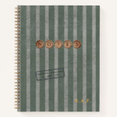 Klassiek erfgoed Sage gestreepte monogram Notitieboek (Voorkant)