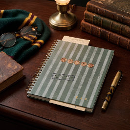 Klassiek erfgoed Sage gestreepte monogram Notitieboek