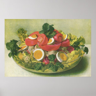 Klassiek eten, biologische gemengde groene mesclun poster