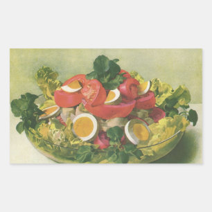 Klassiek eten, biologische gemengde groene mesclun rechthoekige sticker