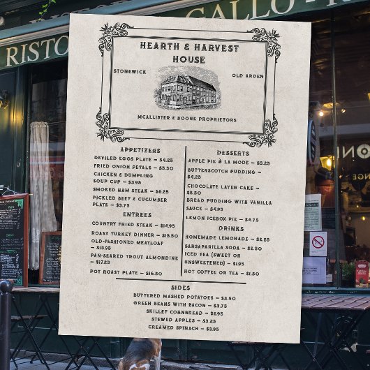 Klassiek Eten Ouderwetse Restaurant Menu