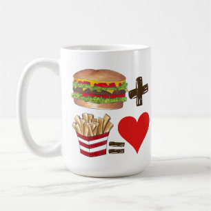 Klassiek eten paren Burger + Fries = liefdeshart Koffiemok