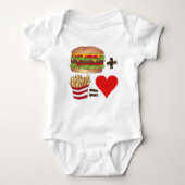 Klassiek eten paren Burger + Fries = liefdeshart Romper (Voorkant)