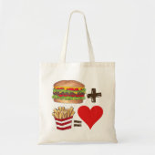 Klassiek eten paren Burger + Fries = liefdeshart Tote Bag (Voorkant)