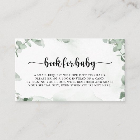 Klassiek Eucalyptus Baby shower Book Request Informatiekaartje (Voorkant)