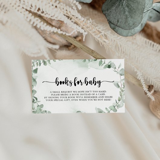 Klassiek Eucalyptus Baby shower Book Request Informatiekaartje