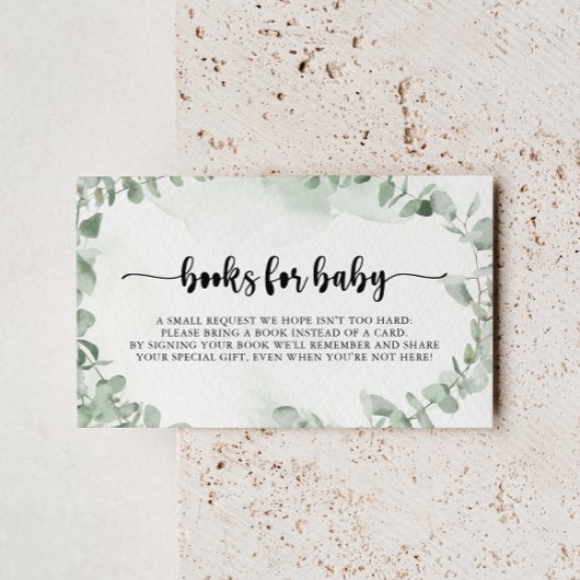 Klassiek Eucalyptus Baby shower Book Request Informatiekaartje