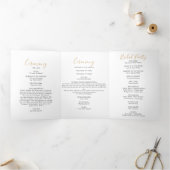 Klassiek Eucalyptus Gold-drievoudig weddenschap Drieluik Uitnodiging (Binnen)