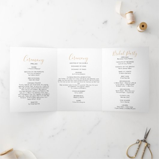 Klassiek Eucalyptus Gold-drievoudig weddenschap Drieluik Uitnodiging (Binnen)