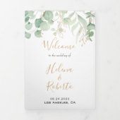 Klassiek Eucalyptus Gold-drievoudig weddenschap Drieluik Uitnodiging (Cover)