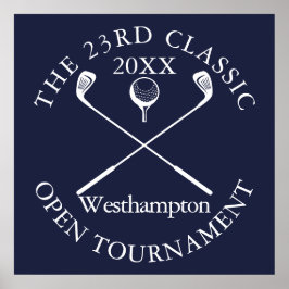 Klassiek evenement golftoernooi Navy Blue bord Poster