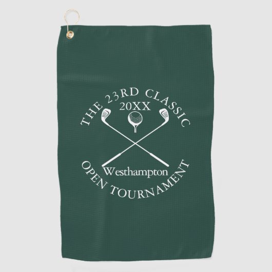 Klassiek evenement golftoernooi smaragdgroen golfhanddoek (Voorkant)