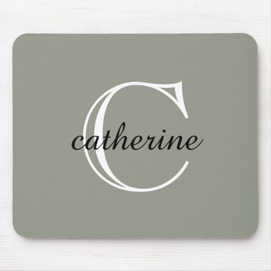 Klassiek Evergreen Mist Script Monogram Muismat (Voorkant)