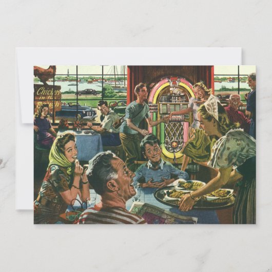 Klassiek familie diner in een diner met een jukebo (Voorkant)