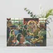 Klassiek familie diner in een diner met een jukebo (Staand voorkant)