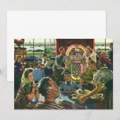 Klassiek familie diner in een diner met een jukebo (Voorkant / Achterkant)