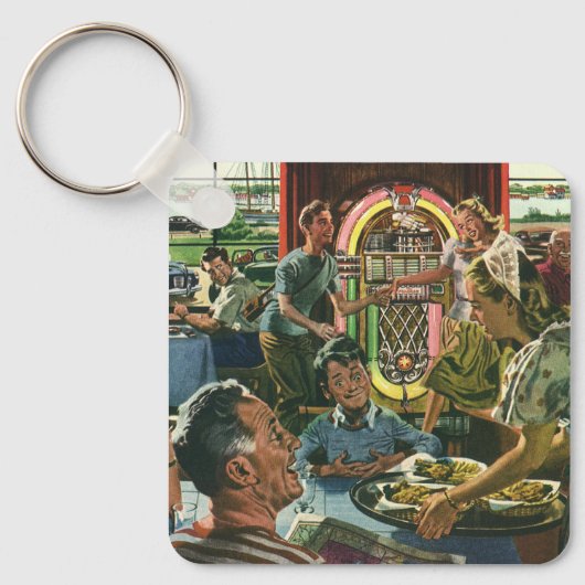Klassiek familiediner in een diner met een jukebox sleutelhanger (Voorkant)