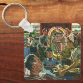 Klassiek familiediner in een diner met een jukebox sleutelhanger (Voorkant)