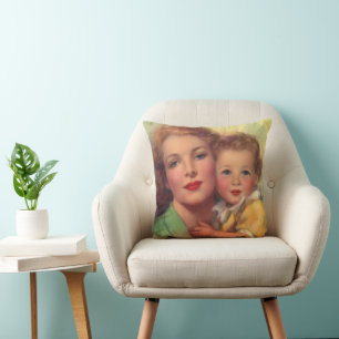 Klassiek familieportret van moeder en kind kussen