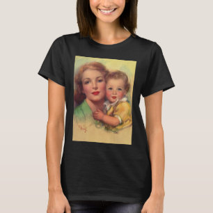 Klassiek familieportret van moeder en kind t-shirt