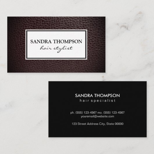 Klassiek faux leder/wit Lijst Visitekaartje (Voorkant / Achterkant)