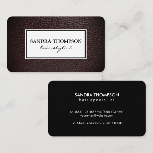 Klassiek faux leder/wit Lijst Visitekaartje (Voorkant / Achterkant)