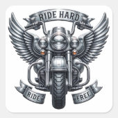 Klassiek fietsontwerp met vleugels & woorden vierkante sticker (Voorkant)