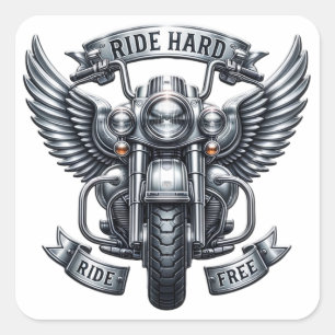 Klassiek fietsontwerp met vleugels & woorden vierkante sticker