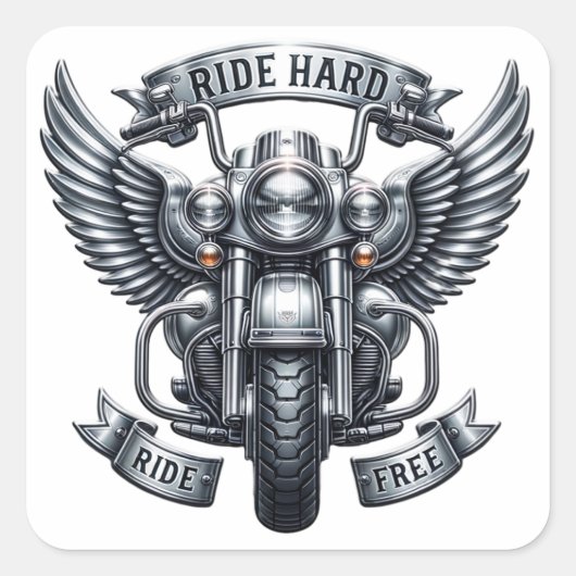 Klassiek fietsontwerp met vleugels & woorden vierkante sticker (Voorkant)