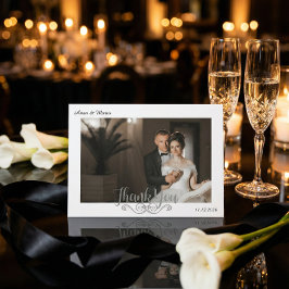 Klassiek formeel filigraan trouwfoto-landschap bedankkaart