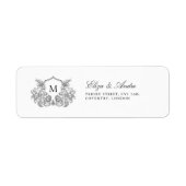 Klassiek formeel Monogram Crest Retouradres Etiket (Voorkant)