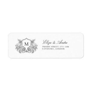 Klassiek formeel Monogram Crest Retouradres Etiket