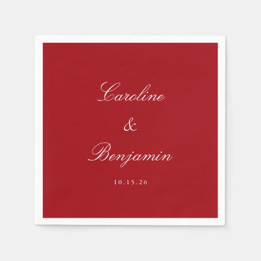Klassiek formeel script elegant Wedding Custom Red Servet (Voorkant)
