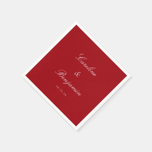 Klassiek formeel script elegant Wedding Custom Red Servet (Hoek)