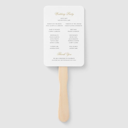 Klassiek formeel zwart en goud script bruiloft pro handwaaier (Achterkant)