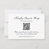 Klassiek formeel zwart en wit | QR-code bruiloft RSVP Kaartje (Voorkant)