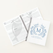Klassiek Frans Blauw Bloemen Crest Monogram Recept Notitieboek (Binnen)