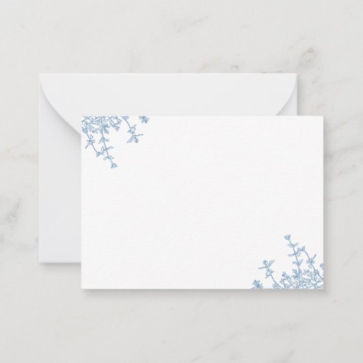 Klassiek Frans blauw bloemenkam monogram Notitiekaartje (Achterkant)