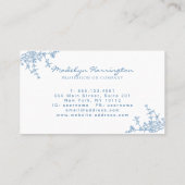 Klassiek Frans blauw bloemenkam monogram Visitekaartje (Achterkant)