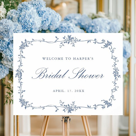 Klassiek Frans Blauw Vrijgezellenfeest Welkomstbor Poster