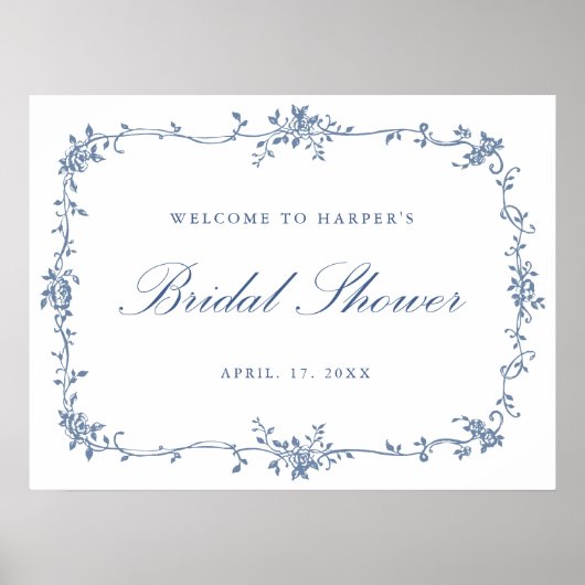 Klassiek Frans Blauw Vrijgezellenfeest Welkomstbor Poster (Voorkant)