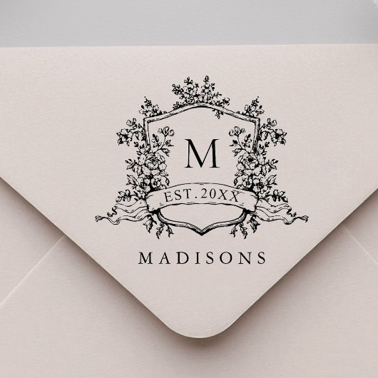 Klassiek Frans bloemenkroon monogram Rubberstempel