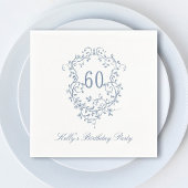 Klassiek Frans Victoriaans Blauw 60ste Verjaardags Servet