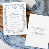 Klassiek Frans Victoriaans Blauw Bloemen Vrijgezel Kaart