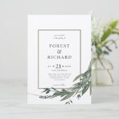 Klassiek gebladerte, veelhoek, waterverf uitnodigi kaart (Staand voorkant)