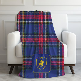 Klassiek Geborduurd Polo Equestrian Tartan Schotla Fleece Deken