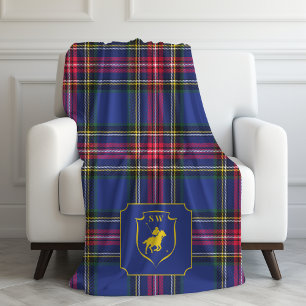 Klassiek Geborduurd Polo Equestrian Tartan Schotla Fleece Deken