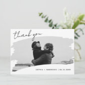 Klassiek geborsteld Lijst met fotohuwelijk Bedankkaart (Staand voorkant)