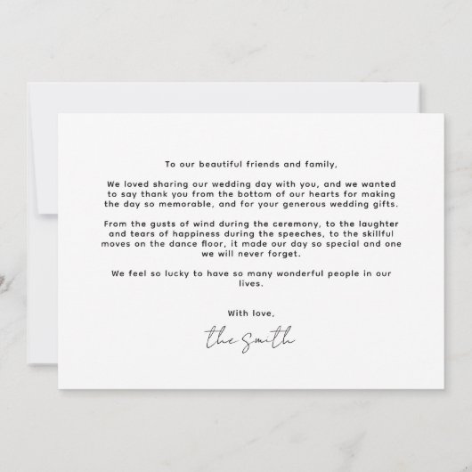 Klassiek geborsteld Lijst met fotohuwelijk Bedankkaart (Achterkant)