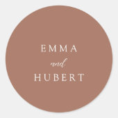 Klassiek gebrand Sinaasappel Elegant bruiloft Ronde Sticker (Voorkant)